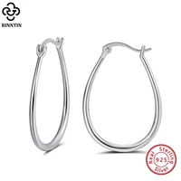 rinntin minimalism 925 sterling silver geometric hoop earrings for women girls fashion brief round earings jewelry gifts ape53