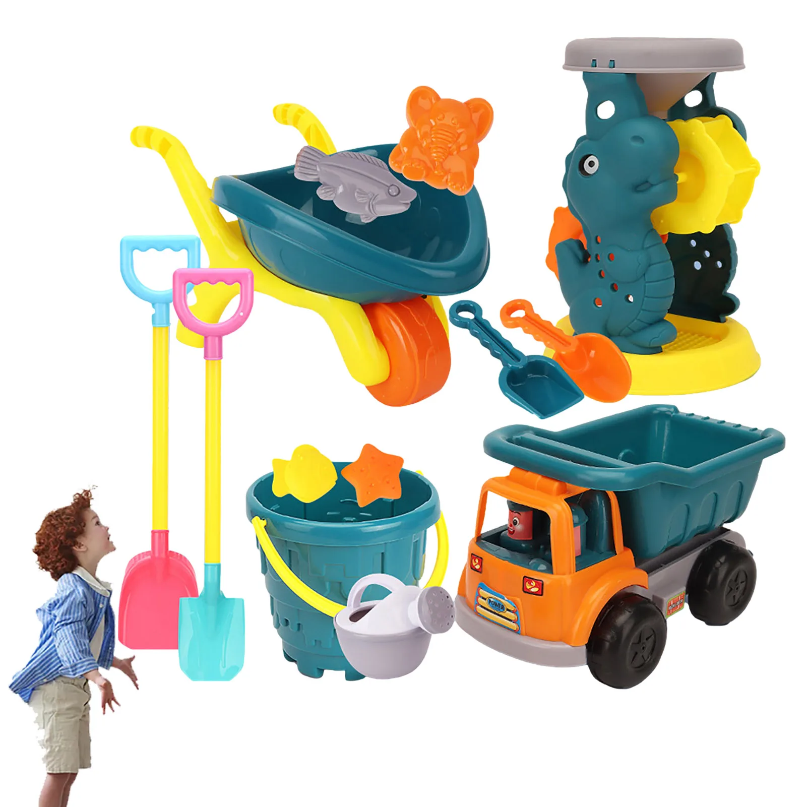 

15Pcs Kids Beach Sand Toys Set Sand Toys With Beach Bucket Shovels Tool Kit Sandbox Toys For Toddlers Travel Beach Toys Kids