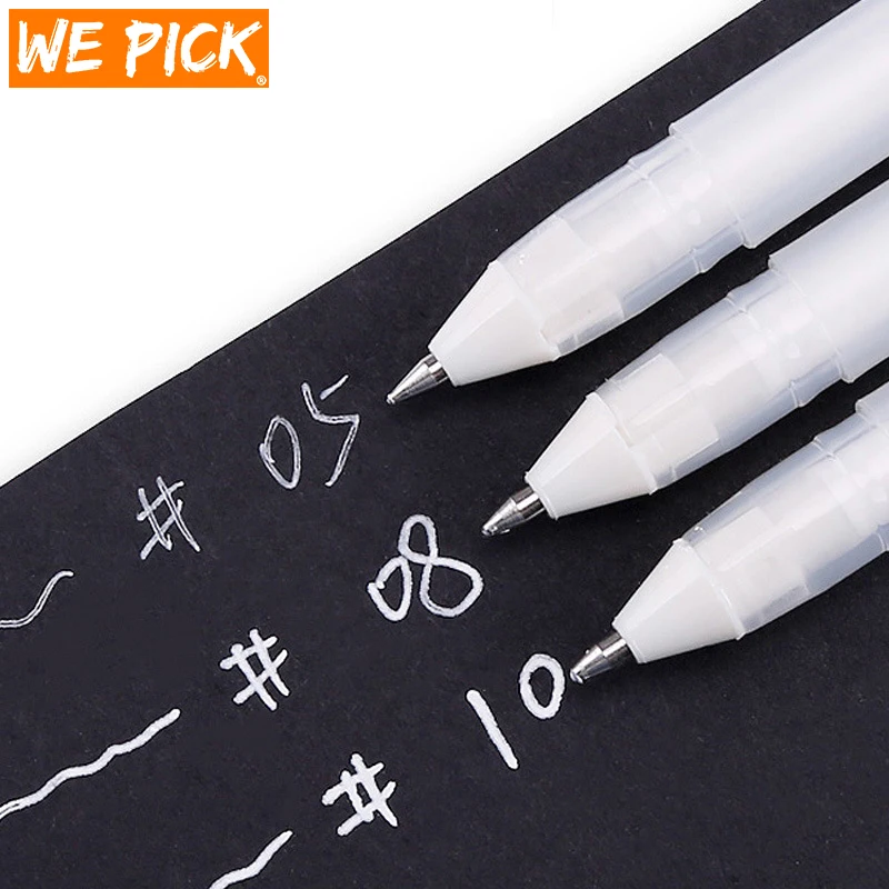 

Sakura Gelly Roll Gel Pen White Color 0.5mm 0.8mm 1.0mm High Light Marke Pen Black Cardboard Art Painting Pen White Line Pens