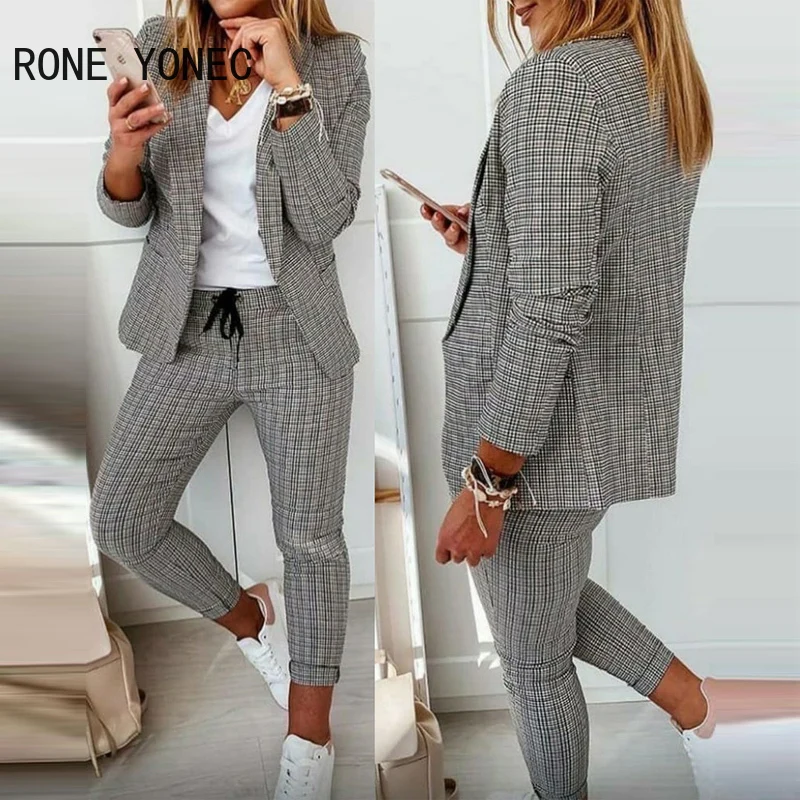 Women Working Casual Elegant Long Sleeves Jacket Tops&pencil pants Bottoms Spring/Autumn Calf-length Pants Blazer Sets