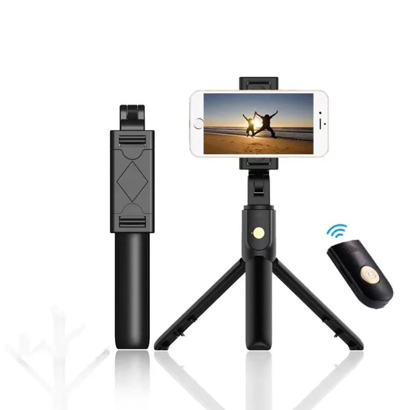 

3 In 1 Wireless Bluetooth Selfie Stick Foldable Handheld Monopod Shutter With Remote Controller Extendable Portable Mini Tripod