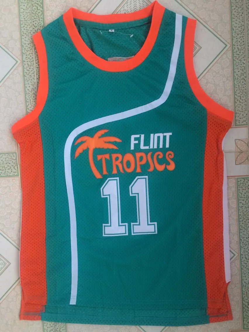 Баскетбольная майка Flint Tropics 7 кофейная черная 11 Ed Monix 33 Джерси Джеки Луны мужская