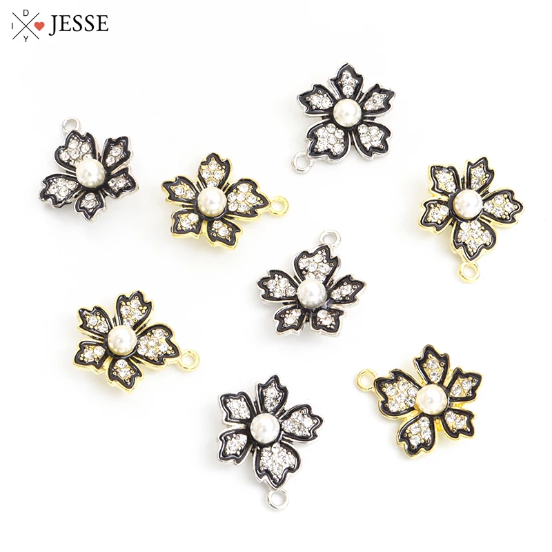 

10 шт., эмалированные жемчужины, цветы сакуры, металлические кристаллы, подвески, милая Бриллиантовая бижутерия, подвеска «сделай сам», изготовление ожерелья, серег, аксессуары