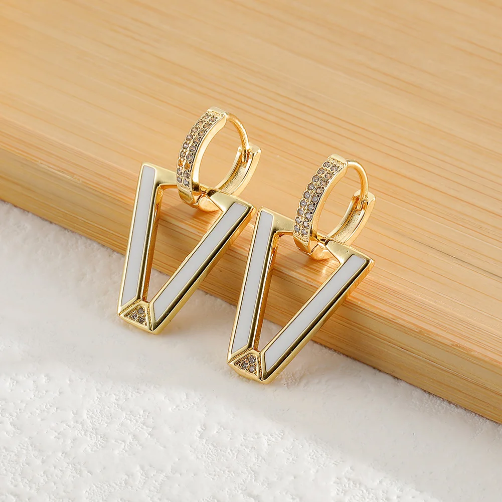 New Geometric Cool Wind Pop Earrings Enamel Drip Oil Triangle Earrings Retro Women's Earrings Jewelry Party Holiday Gifts images - 6