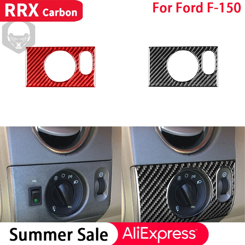 

RRX For Ford F150 F-150 2004-2008 Carbon Fiber Interior Headlight Switch Button Panel Cover Trim Stickers Car Accessories