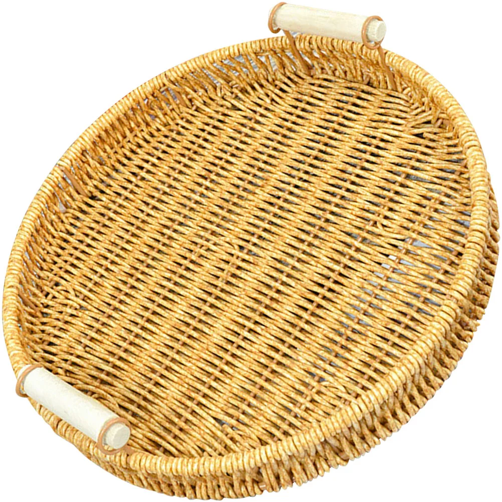 

Basket Storage Woven Fruit Rattan Tray Serving Bread Baskets Box Vanity Wicker Organizer Cake Countertop Toilet Centerpiece