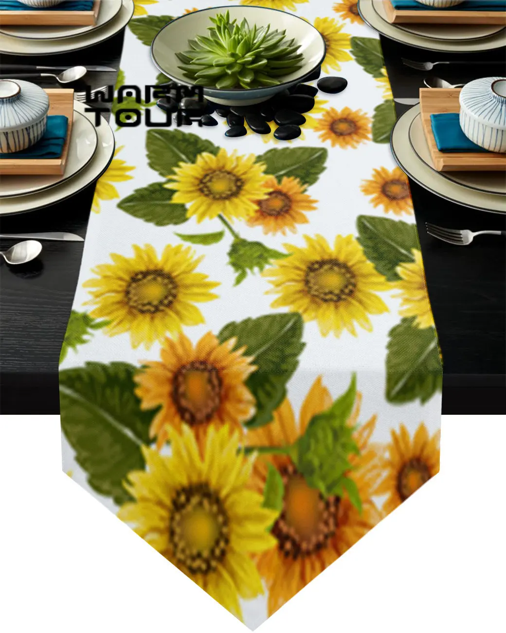 

Цветущий Подсолнух, цветок, растение, настольная дорожка, рождественские украшения для дома, скатерть для свадебной вечеринки, домашний дек...