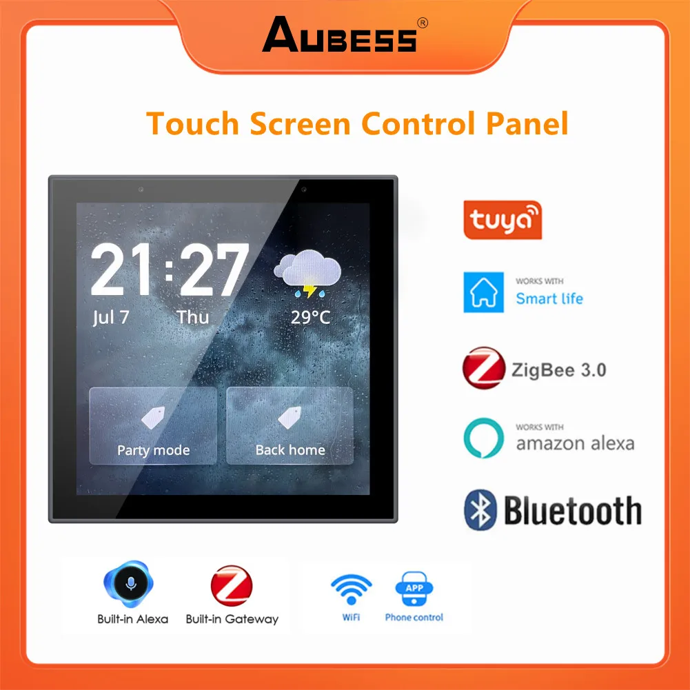 

Tuya Wifi 4-inch Multi-functional Central Control Touch Screen Built-in Smart Voice Control Alexa Panel Smart Scenes Devices