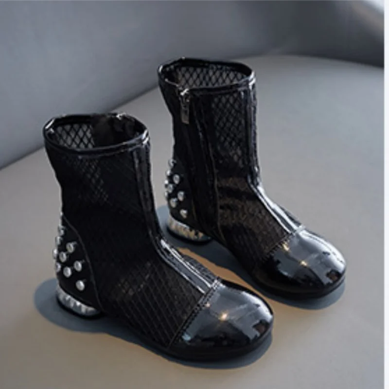 New  Boots Summer Girls' Fashion Patchwork Mesh Breathable Short Boots Children's Solid Versatile Party Sandals