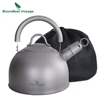 Boundless Voyage 2L Titanium Whistling Kettle Big Capacity Water Jug Tea Pot Stovetop Ultralight Outdoor Camping Cup Cookware