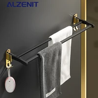 304 Stainless Steel Towel Bar Double Rod Rail With Hook Wall Mount Rack Black Gold Folding Shower Hanger Bathroom Accessories
