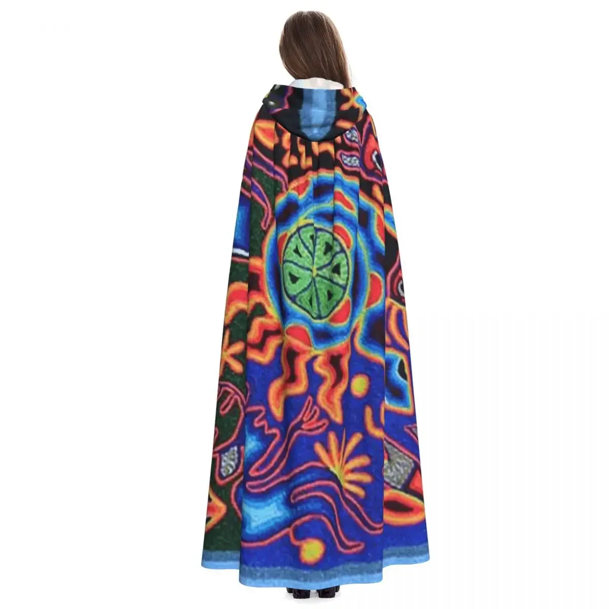 Фото Huichol Dream длинный плащ с капюшоном, средневековый костюм ведьмы, накидка для косплея, пальто на Хэллоуин для взрослых, унисекс №3