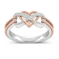 creative rose gold two tone cross heart ring for women engagement party wedding female rings jewelry hand accessories
