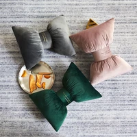 korean style velvet plush bow pink cushion hold throw waist pillow deco gold stamping pillowcase sofa car livingroom decoration