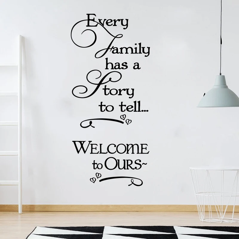 

Every Family Has A Story Welcome Quote Wall Sticker Living Room Entryway Family Welcome Heart Wall Decal Bedroom Vinyl Decor E58