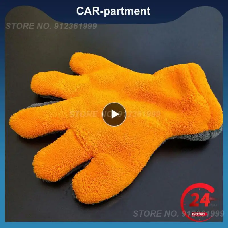 

Car Wash Gloves Coral Fleece Practical Car Body Washing Glove Towels Plush Portable Five-finger Gloves Car Supplies Durable