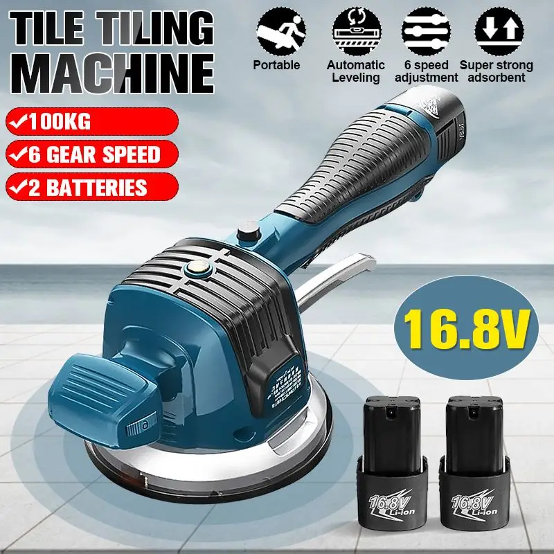 100KG 16.8V Tiling Tiles Machine Tiles Vibrator Suction Cup 6-Speed Adjustable Protable Automatic Floor Vibrator Leveling Tools