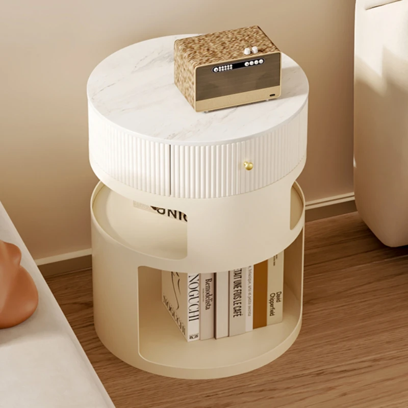 Дизайнерские круглые тумбочки белая скандинавская консоль для хранения