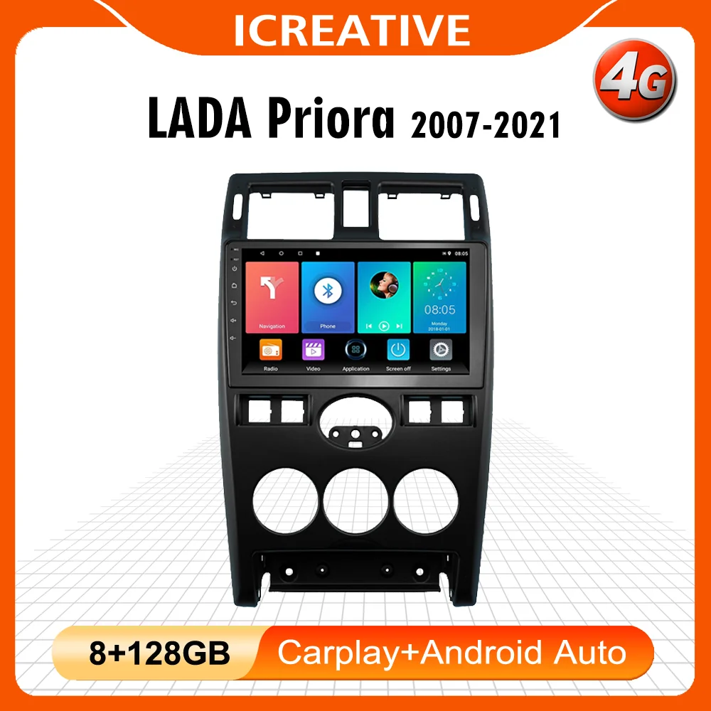 

For Lada Priora 2007 - 2021 2 Din Android 10 RDS DSP 9" Autoradio 4G Carplay GPS Navigation Car Multimedia Player Car Radio