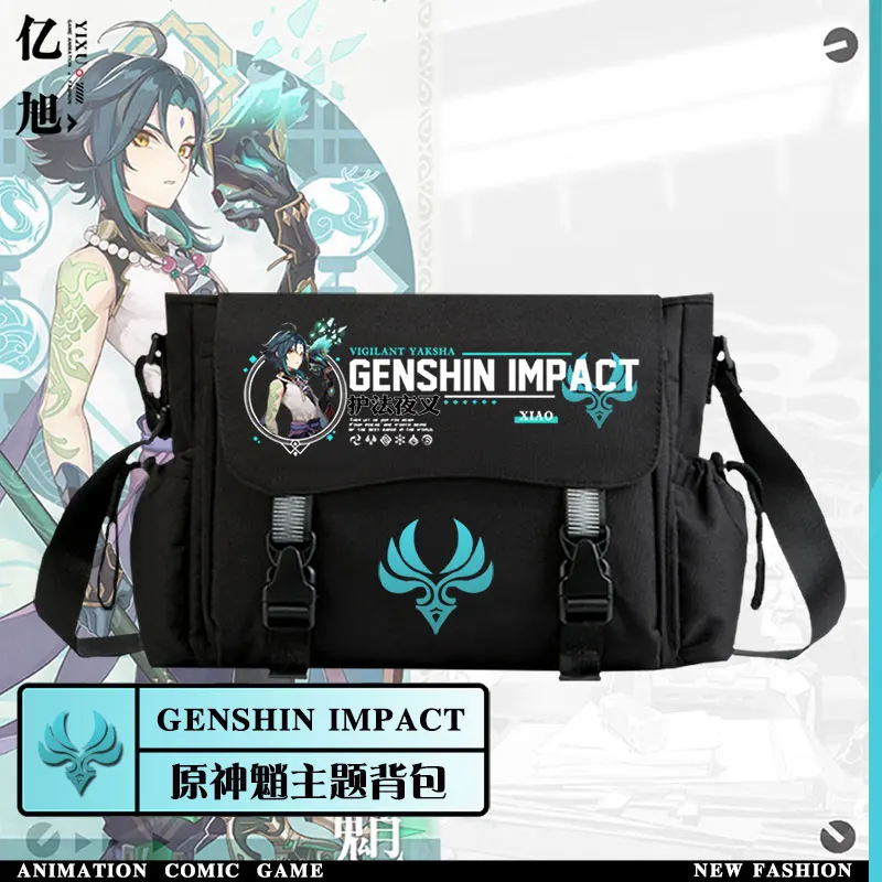 

Game Anime Genshin Impact XIAO/Zhongli/Klee/Keqing Casual Messenger Students Book Travel Shoulder Bag Crossbody Bags Handbag