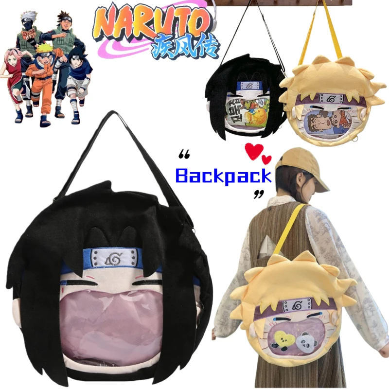 Фото Креативный мультяшный рюкзак NARUTO Uzumaki, Naruto Uchiha Sasuke, Hatake Kakashi, двухмерная сумка через плечо для студентов, подарок на день рождения №1