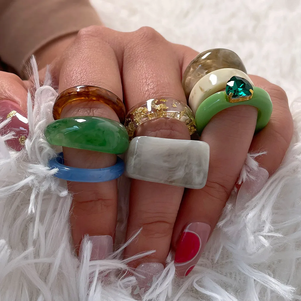 Винтажное акриловое кольцо индивидуальные простые женские Украшения