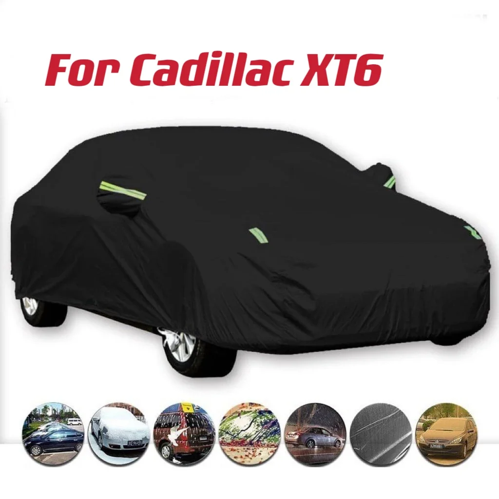 

For Cadillac XT6 Full Car Covers Outdoor Uv Sun Protection Dust Rain Snow Protective Car Cover Auto Black Silver Cover