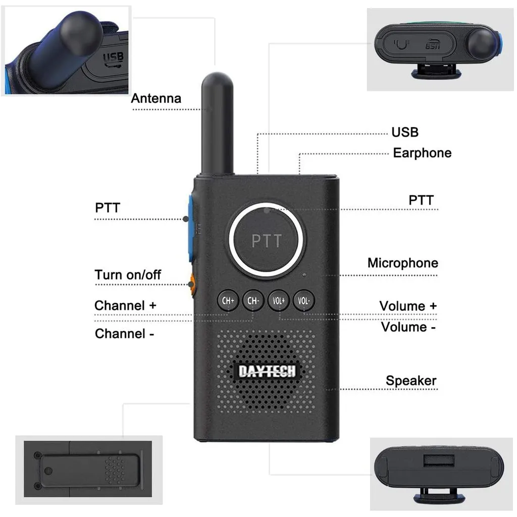 FREESHIPPING Daytech Walkie Talkie 1.8 Miles Long Range 9 Channel Digital Walkie Talkie for Kids Adults Elderly (WT08)