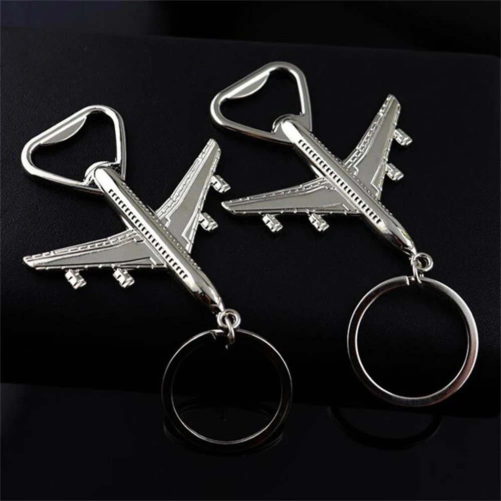 

New Airplane Bottle Opener Keychains Journey Aircraft Pendant for Wedding Favors Travel Keyring Friendship Party Souvenirs Gift