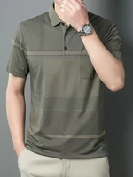 2022 summer men smart casual diagonal stripe polo shirts army green blue turn down collar tees male leisure tops daily clothings