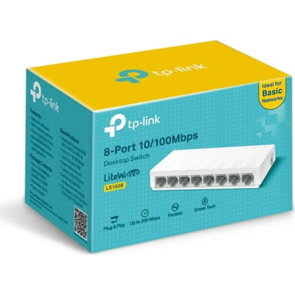 

TP-LINK LS-1008 8 PORT 10/100 MBPS ETHERNET SWITCH Gigabit Network SWITCH Fast Ethernet Desktop SWITCH LAN HUB Smart switcher