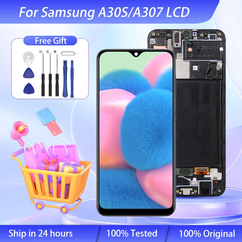 

Wholesale 6.4 Inch A30S Display For Samsung Galaxy A307 Lcd Touch Screen Digitizer A307F A307FN A307G A307GN Assembly With Frame