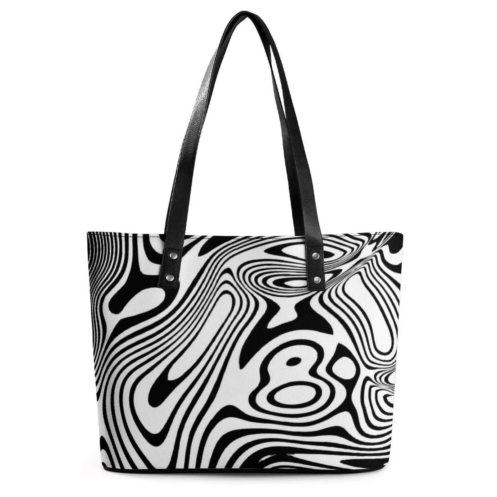 

Черно-белые мраморные сумочки, визуальная контрастная полосатая абстрактная Наплечная Сумка, рабочая сумка-тоут, студенческие сумки-шоппе...