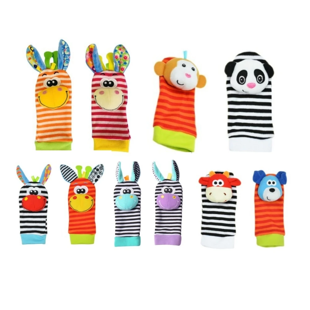

2x 0-12 Months Baby Rattle Socks Plush Soft Newborn Cute Infant Foot Finder Toys for Bbaies Cute Design Socks