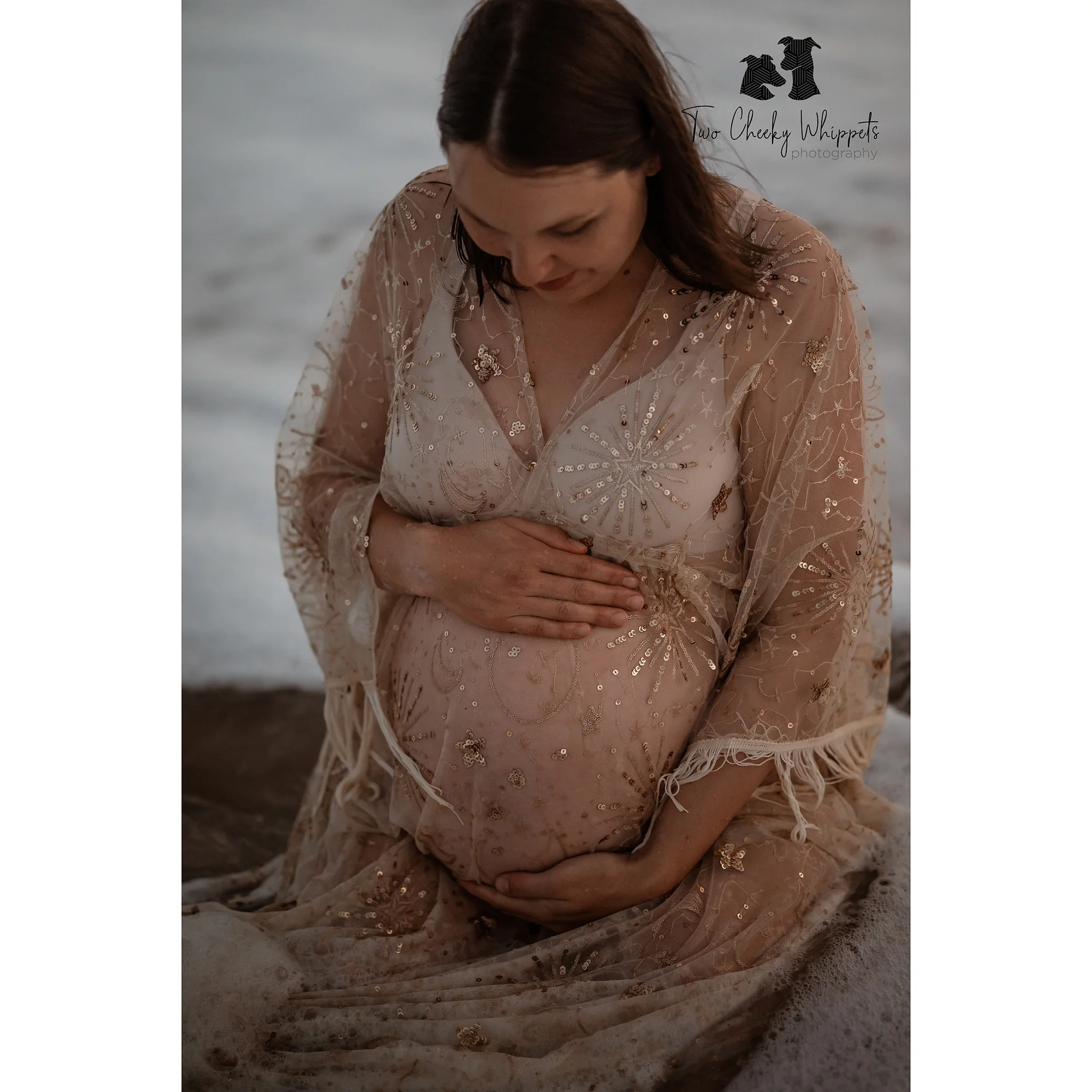 Photography Sequent Dress Maternity Robe Pregnant Kaftan Photo Shoot Ebroidery Boho Evening Party Sparkle Prom Women Couture enlarge