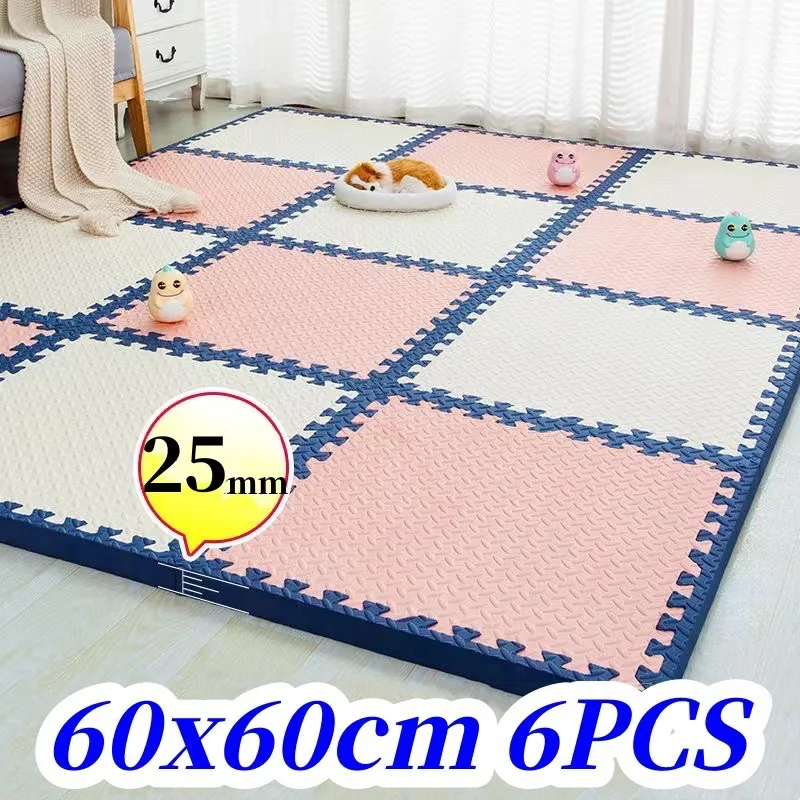 Baby Play Mat 60x60cm 6PCS Baby Game Mat Thick 2.5cm Baby Mat Playmat Tatame Floor Mats Puzzle Mat Soft Play Mats Gym Foot Mat