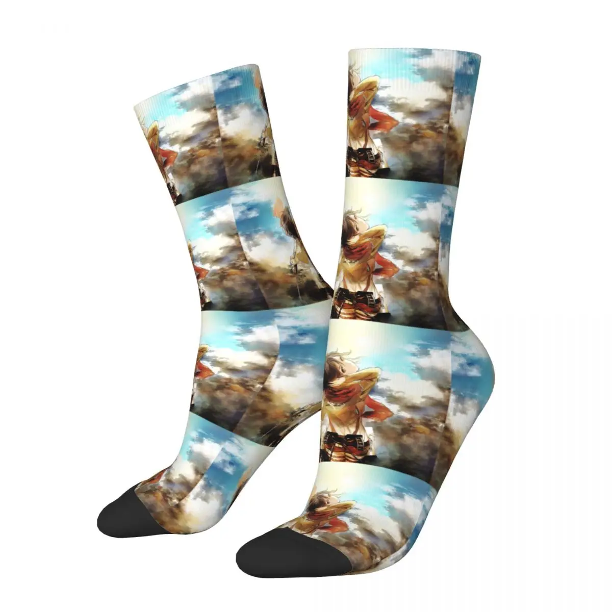 

Hip Hop Retro Sun Crazy Men's Socks Unisex Attack on Titan Giant Fighting Anime Street Style Pattern Printed Crew Sock Boys Gift