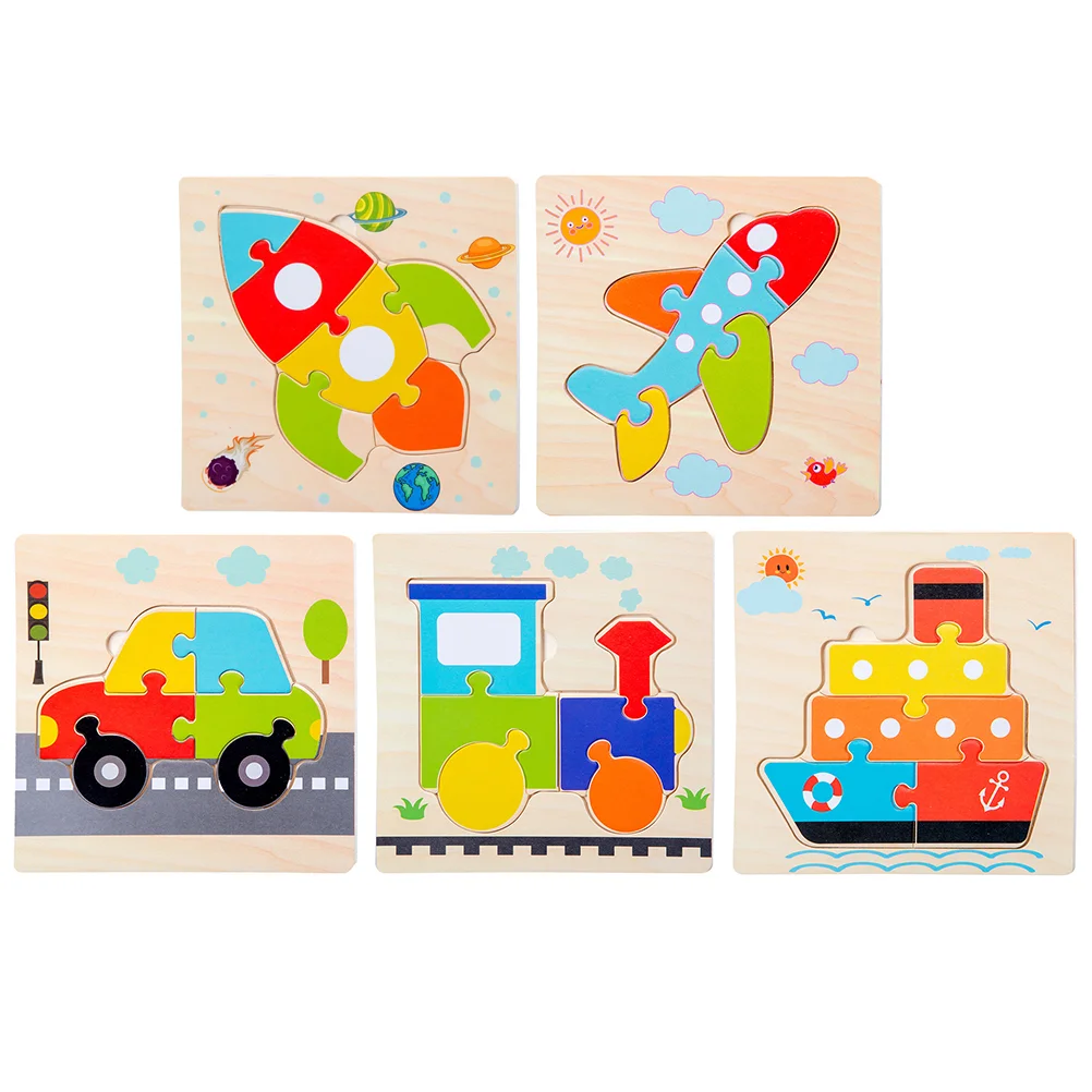 

5pcs Cartoon Car Plane Pattern Cartoon Puzzle Board for Boys Kids