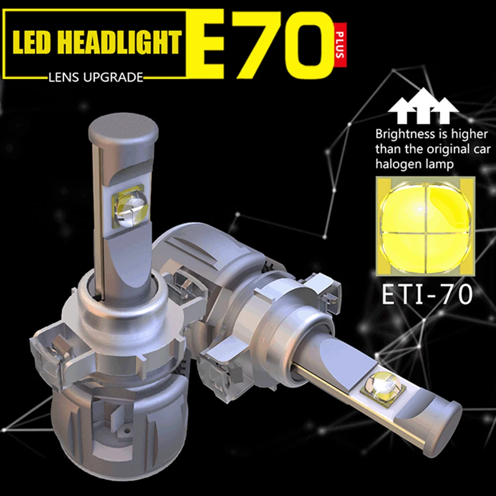 2 шт., Автомобильные светодиодные лампы H4 H7 H11 XHP70 120 Вт H1 9005 9006 9012 6000 К лм 12 В