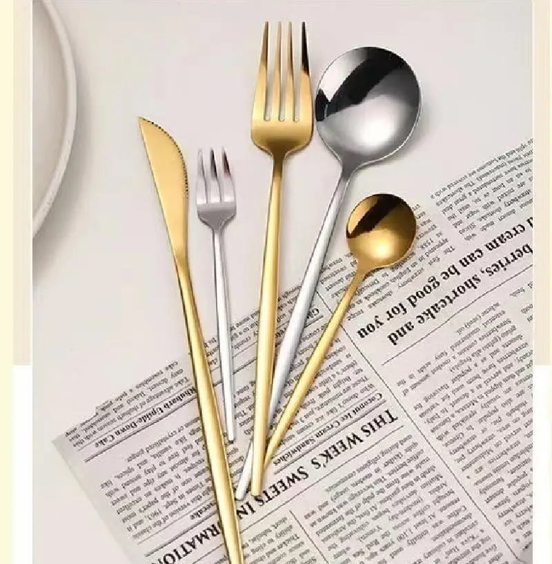 

4pcs/Set Kitchen Tableware Silverware Sets Stainless Steel Dinner Gold Dinnerware Set Fork Coffee Spoon