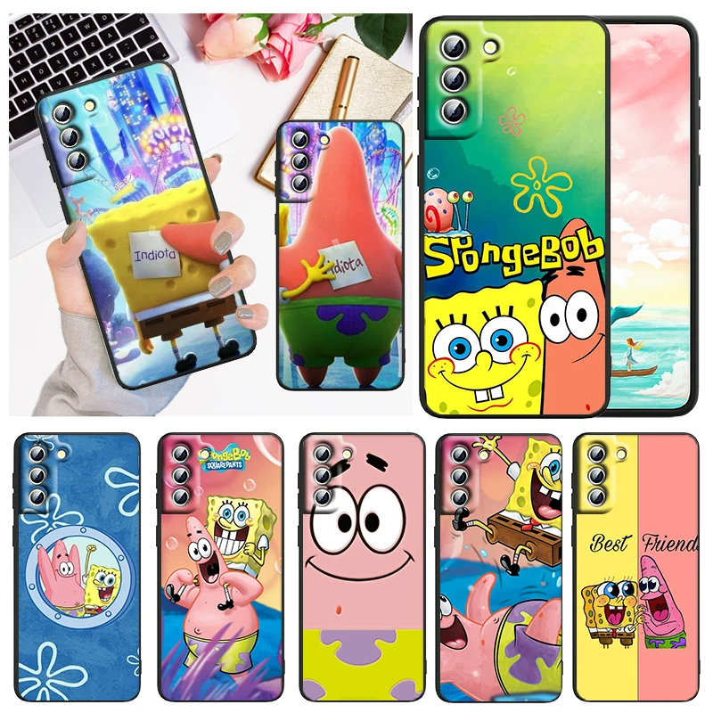 

Cartoon Spongebob Patrick Star Phone Case For Samsung Galaxy S23 S22 S21 S20 FE S10 S10E S9 Plus Ultra Pro Lite 5G Black Cover