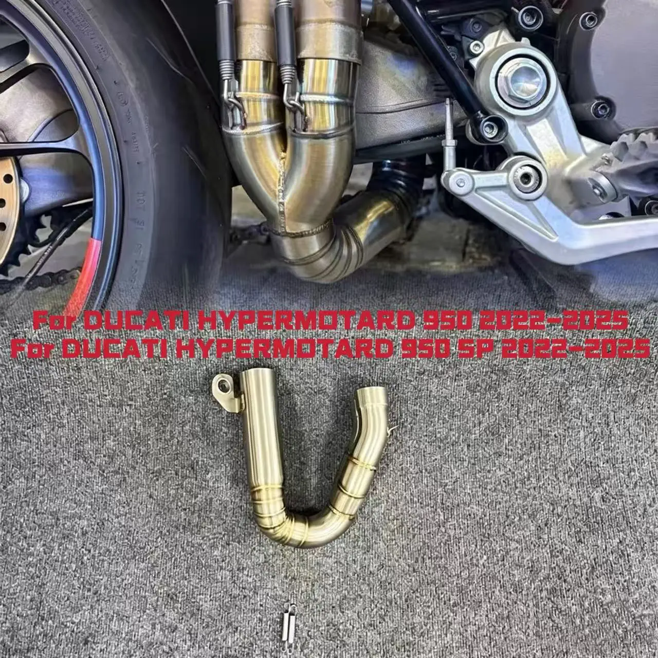 Фото Для мотоциклов Ducati Hypermotard 950 / 950 SP 2022-2025: Система выхлопа, соединительная труба (средняя секция) для замены и подключения к оригинальному выхлопу №1