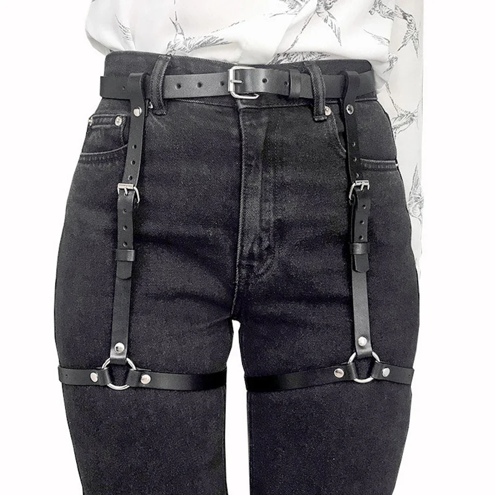 Женский сексуальный пояс для чулок кожаный ремень портупея ног Готическая