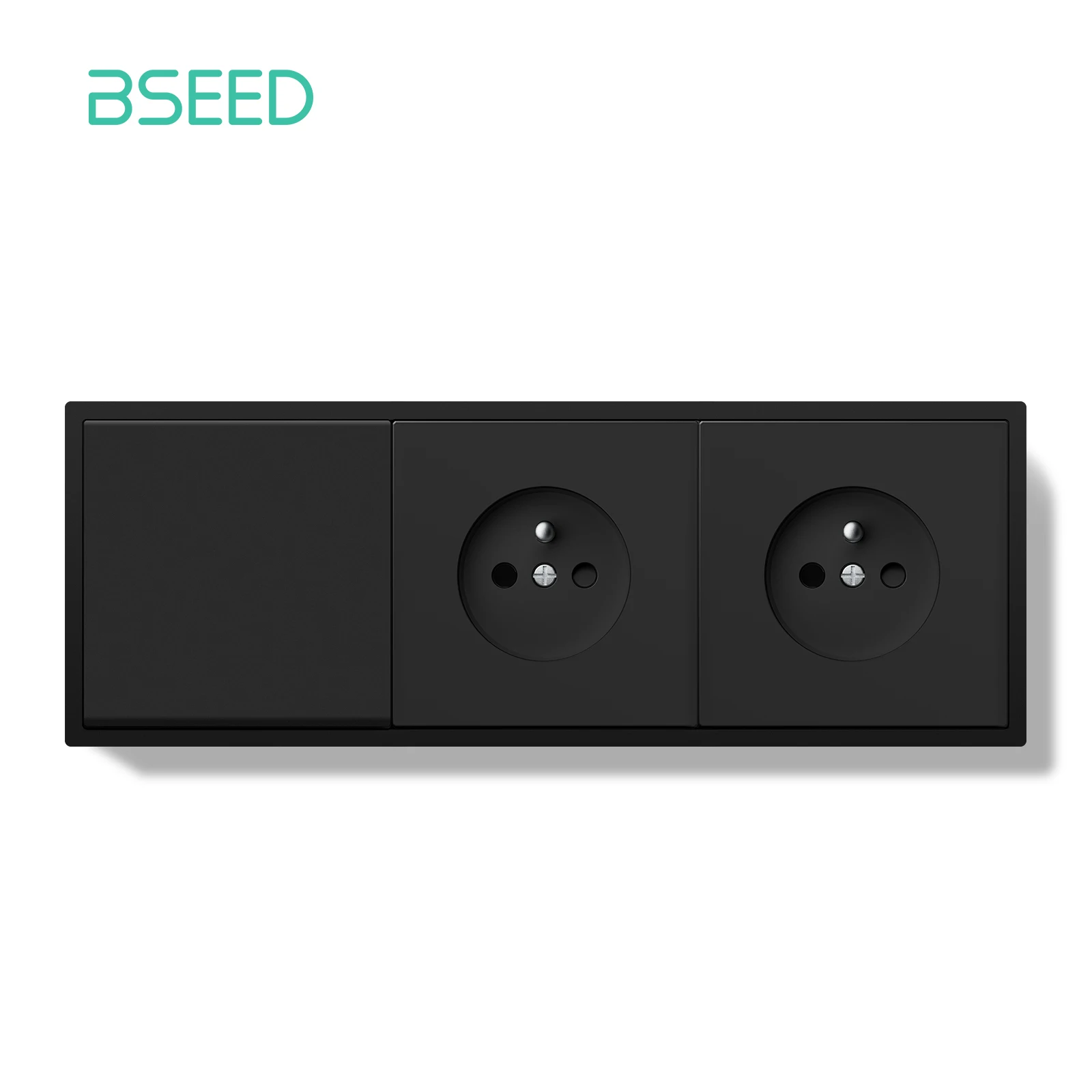 

Механический кнопочный переключатель BSEED, 1/2Gang, 1Way, с настенной французской розеткой, настенный выключатель, пластиковый каркасный выключатель, черный цвет