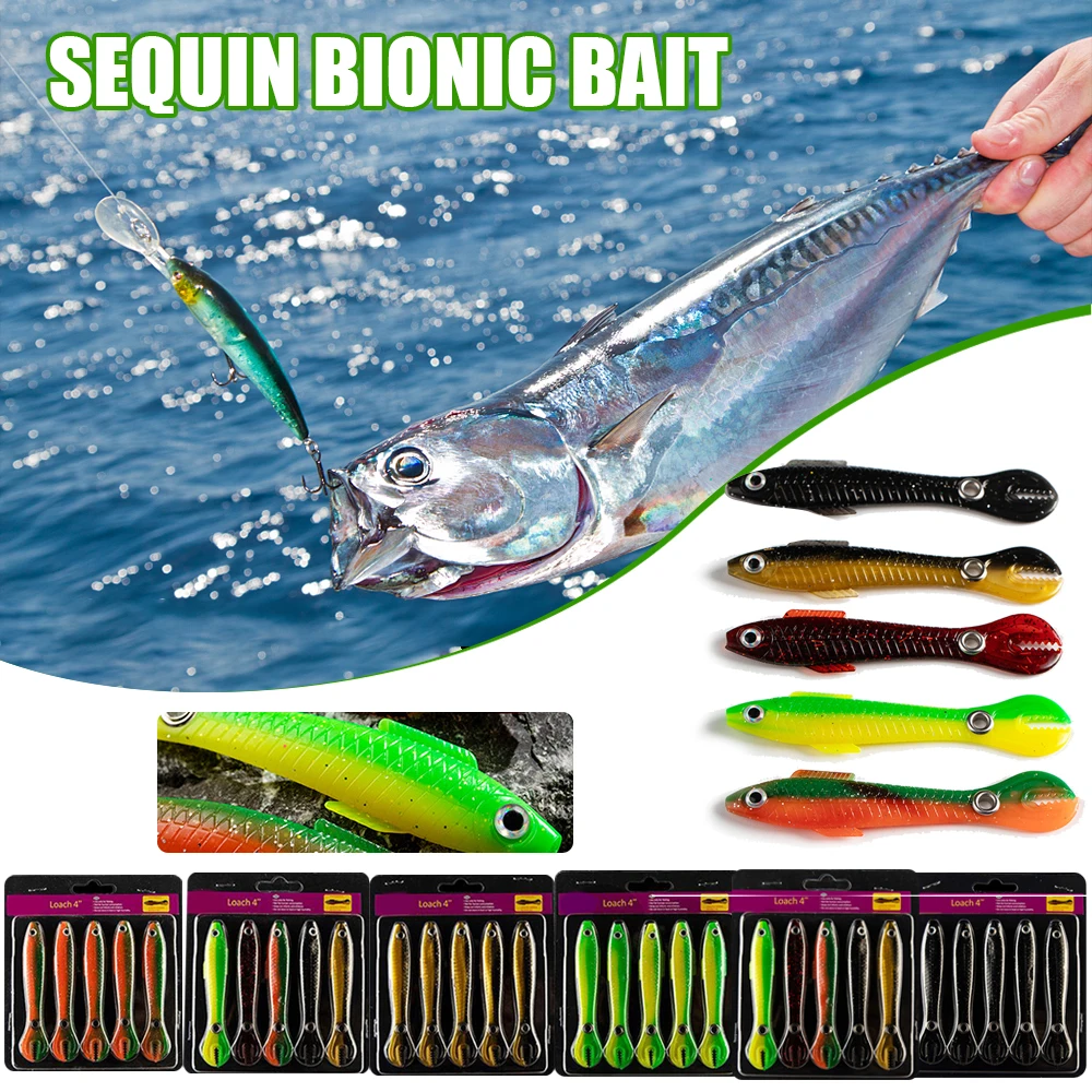 

5pcs Fake Lures Artificial Fishing Baits Soft Mimic False Fish Bait Kits Mudfish Life-Like Fishing Hook Fishing Tools XR-Hot