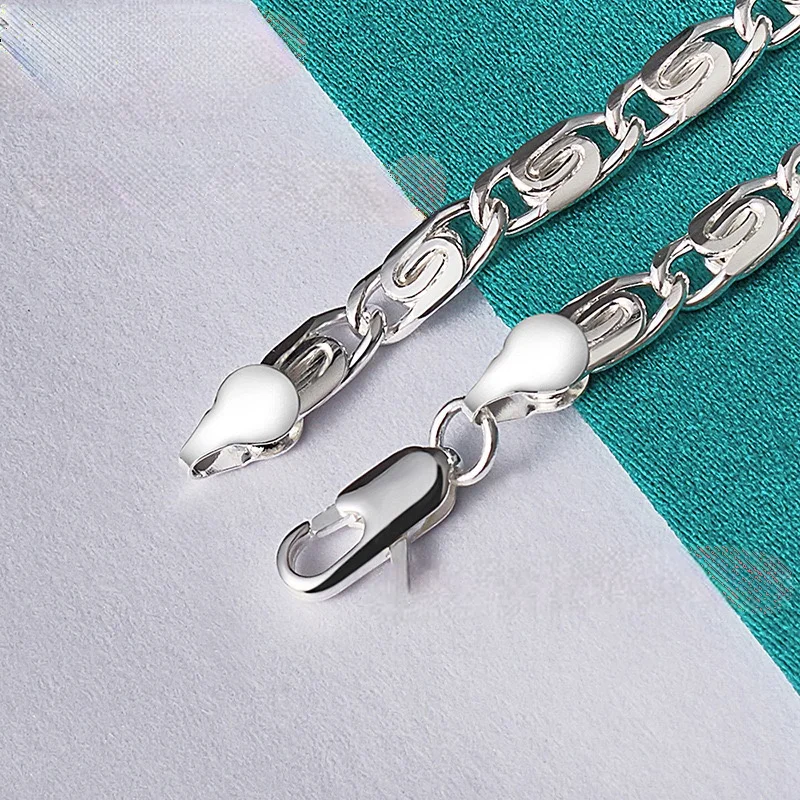 Женские и мужские браслеты из серебра 925 пробы цепочка с отверстиями модный