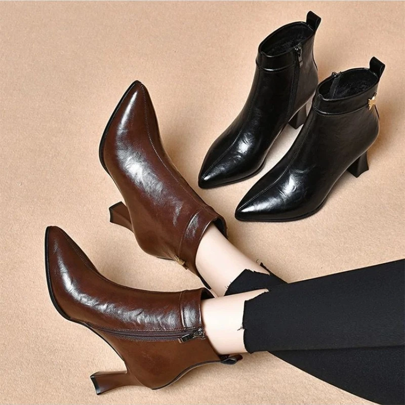 Женская обувь 2024 высококачественные женские сапоги на молнии осенние однотонные