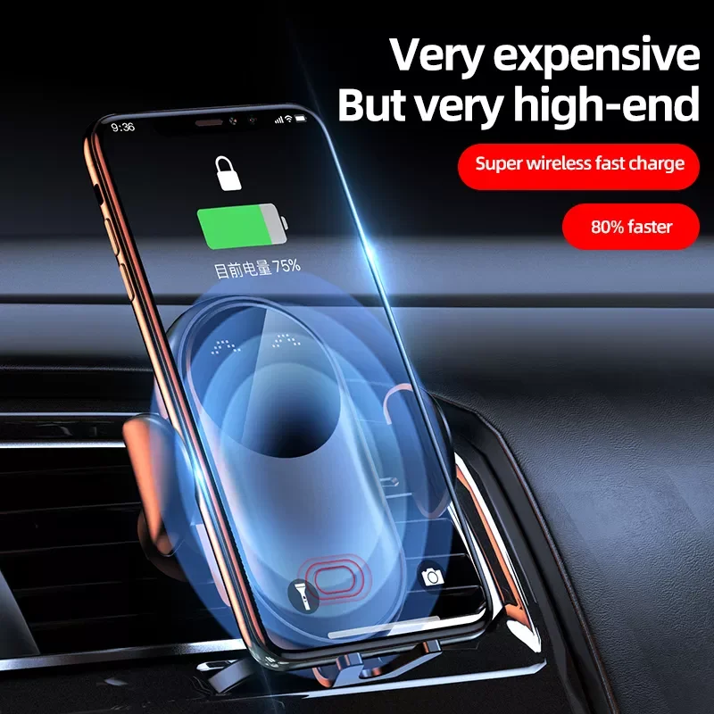 

NEW Car Charger 15W Fast Charging Automatic Clip-on Charger Holder Mobile Phone Holder Support All iPhones
