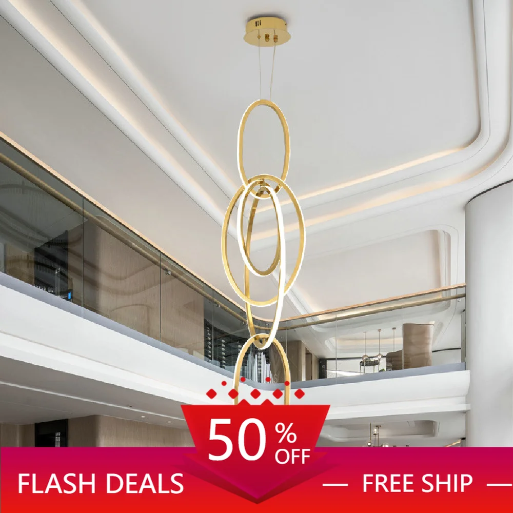 

Post Modern Polish Steel Led Pendant Light Lustre Gold Hanging Lamp For Stairs Home Decor Suspend Lamp For Bar Bedside Droplight