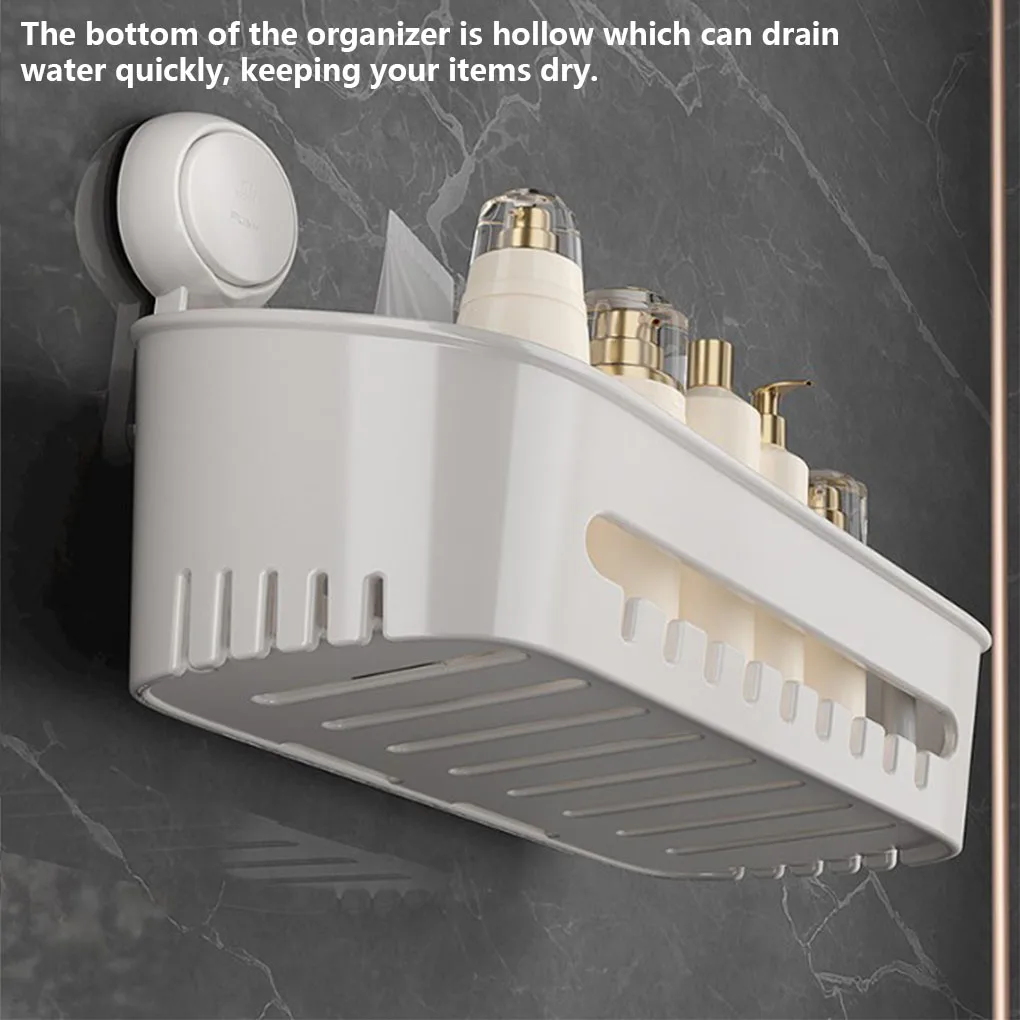 

Shower Basket Wall Storage Holder Organizer Traceless Container Waterproof